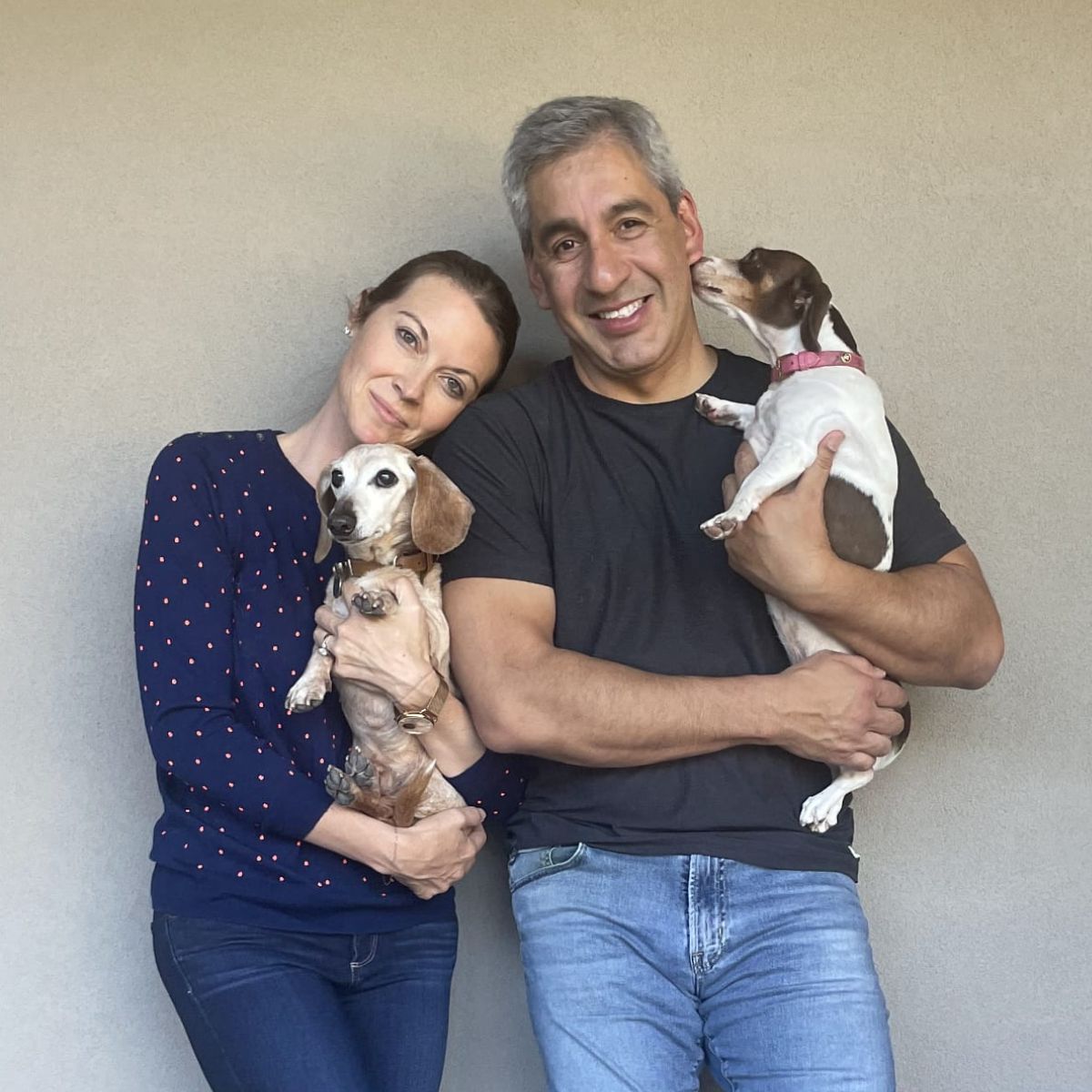 Tony and Karen Chavez with their dogs